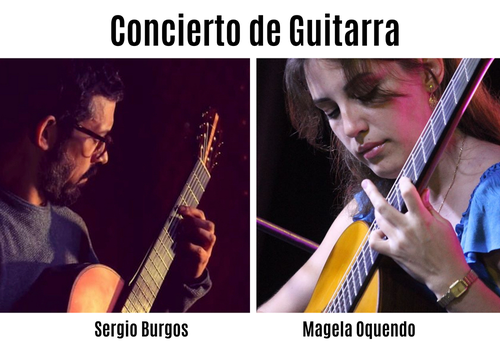 Afiche del evento "Concierto de Guitarra en MAVI UC: Magela Oquendo y Sergio Burgos"