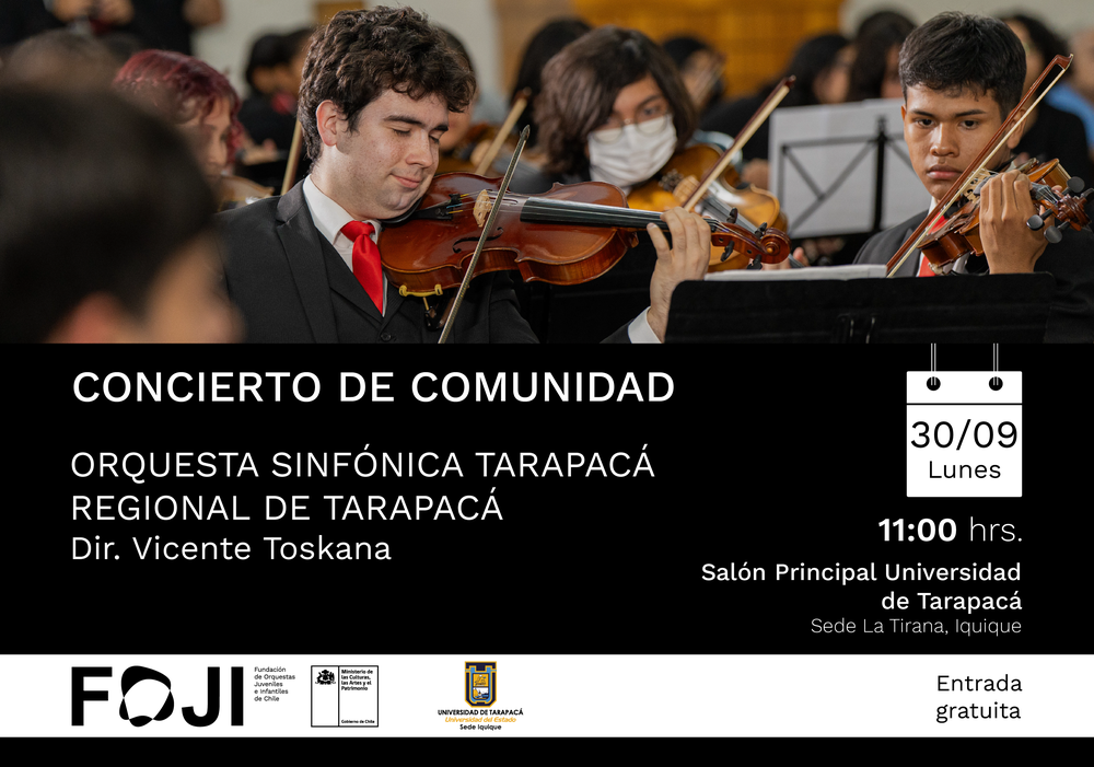 Afiche del evento "Concierto de comunidad - Tarapacá"