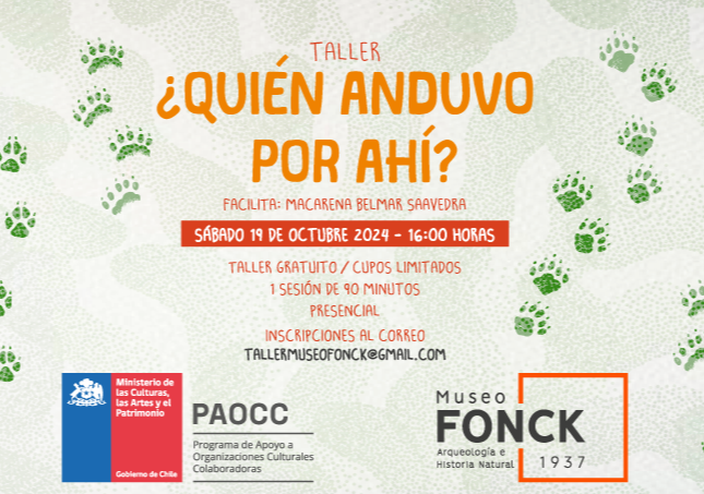 Afiche del evento "Taller familiar ¿Quién anduvo por ahí?"