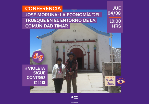 Afiche del evento "Conferencia de José Moruna: La economía del trueque en el entorno de la comunidad Timar"