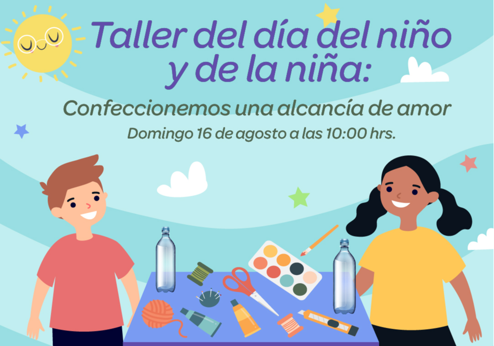 Afiche del evento "Taller creativo: Confeccionemos una alcancía de amor"