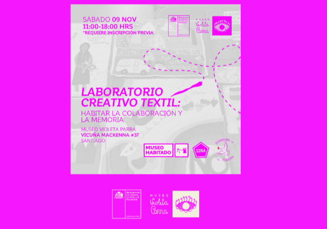 Afiche del evento "Laboratorio creativo textil: Habitar la colaboración y la memoria"