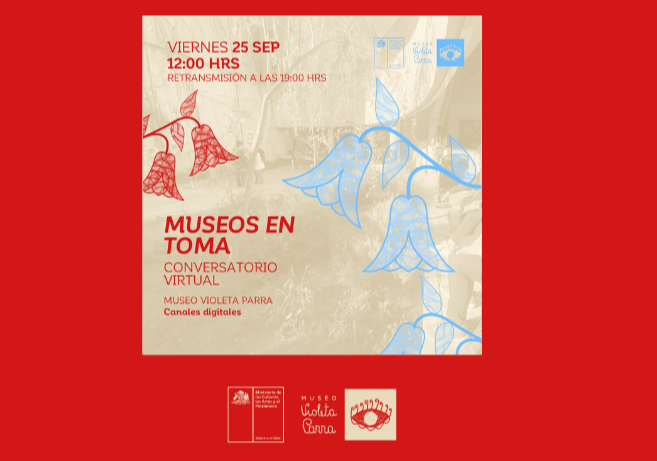 Afiche del evento "Conversatorio virtual "Museos en Toma""