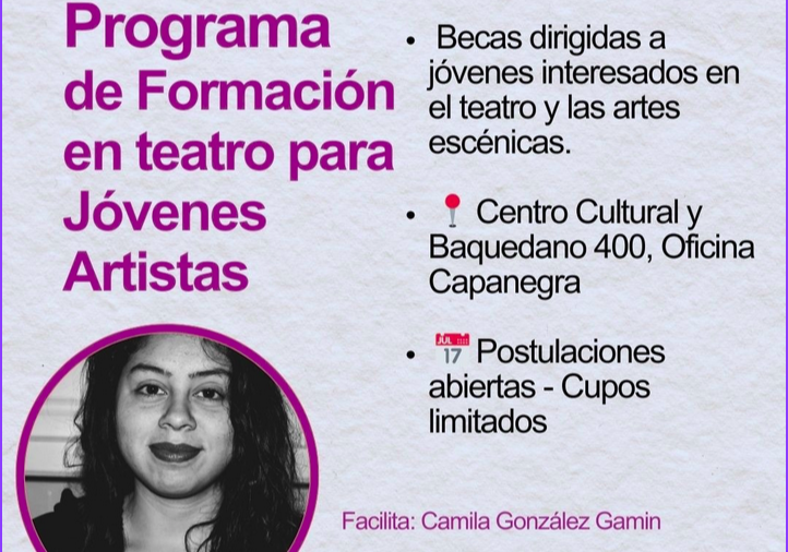 Afiche del evento "Programa de Formación en Teatro para estudiantes de enseñanza media"