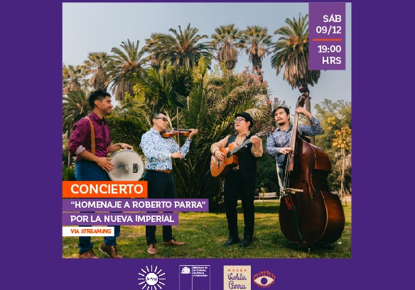 Afiche del evento "Concierto “Homenaje a Roberto Parra” por La Nueva Imperial (Ciclo UNA)"