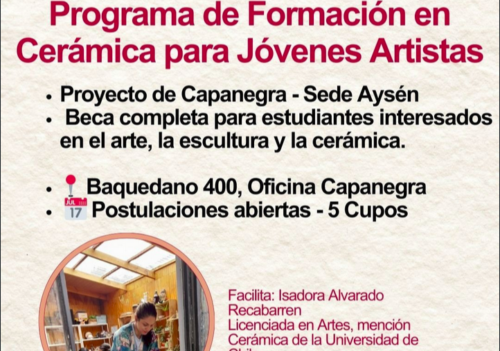 Afiche del evento "Programa de Formación en Cerámica para estudiantes de enseñanza media"