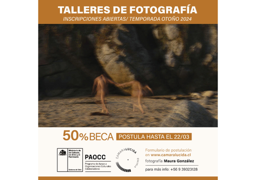 Afiche del evento "Media Beca Talleres de Fotografía"