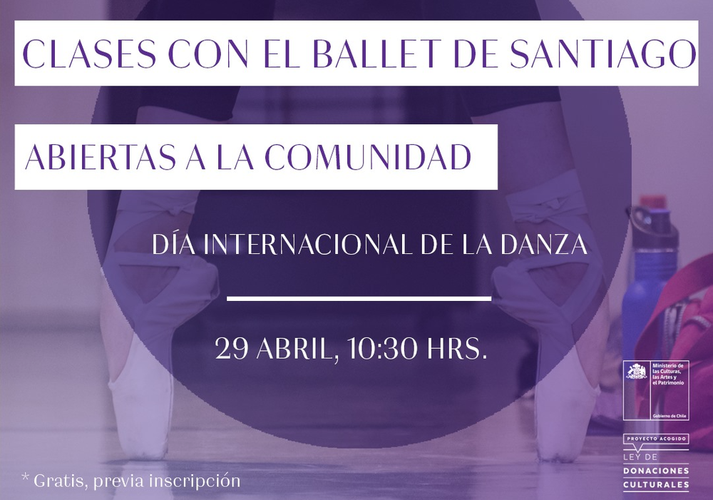 Afiche del evento "Clases del Ballet de Santiago abiertas a la comunidad"