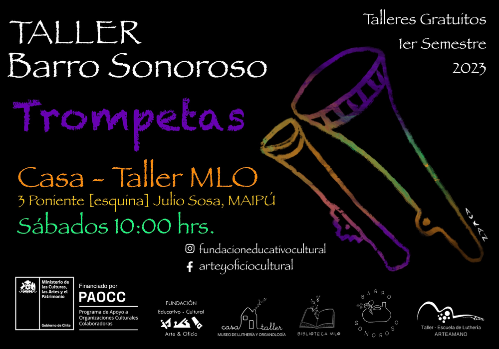 Afiche del evento "Taller Barro Sonoroso - TROMPETAS"