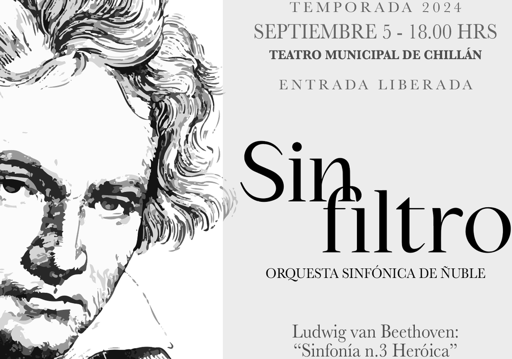 Afiche del evento ""Sin Filtro" Concierto Aniversario Sinfónica de Ñuble en Chillán"