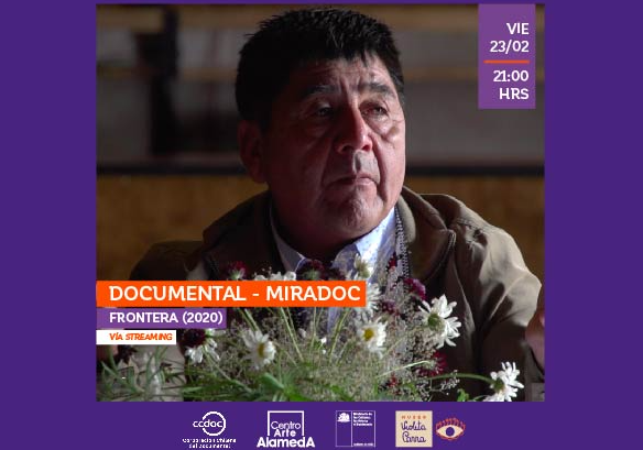 Afiche del evento "Exhibición del documental "Frontera", en el marco del Ciclo Paola Castillo de Documentales"