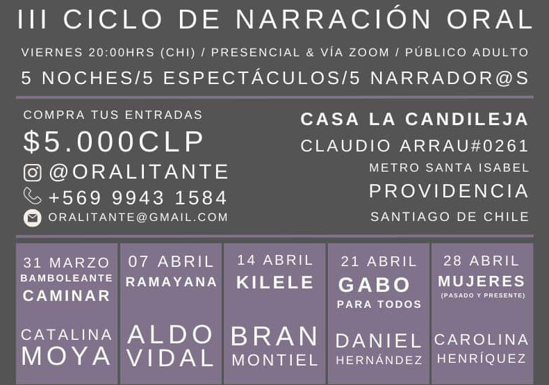 Afiche del evento "III Ciclo de Narración Oral ORALITANTE"