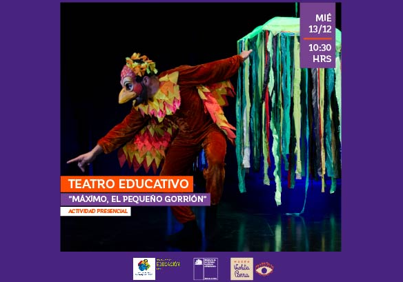 Afiche del evento "Obra de Teatro "Máximo, el pequeño gorrión""