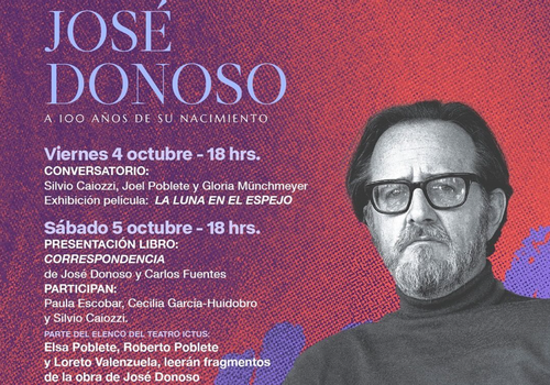 Afiche del evento "José Donoso a 100 años de su nacimiento"