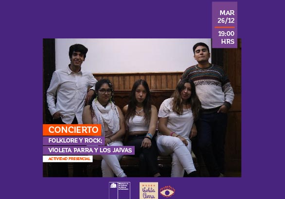 Afiche del evento "Concierto "Folklore y Rock; Violeta Parra y Los Jaivas""