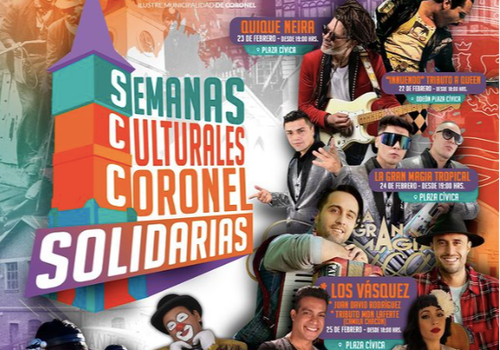 Afiche del evento "Semanas Culturales Solidarias de Coronel"