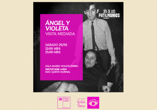 Afiche del evento "Día de los Patrimonios: Visita mediada "Ángel y Violeta: en la herencia de ternura y rebelión""