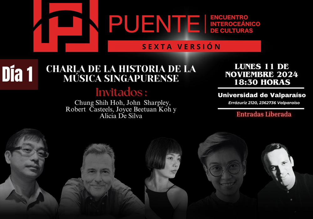 Afiche del evento "Festival Puente 2024 Charla de la historia de la música singapurense"