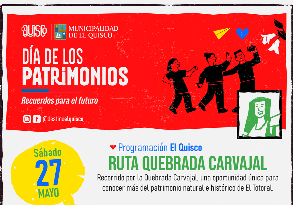 Afiche del evento "Ruta Quebrada Carvajal en el Día de los Patrimonios"