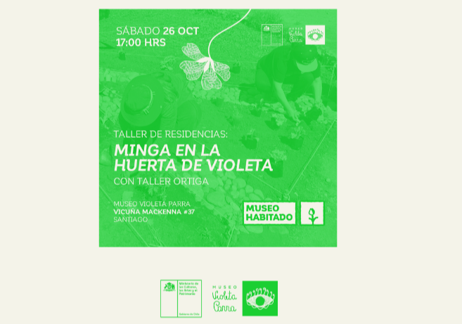 Afiche del evento "Taller de Residencias: Minga en La Huerta de Violeta"