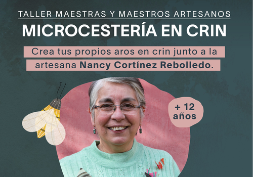 Afiche del evento "Taller Maestras y Maestros artesanos: Microcestería en crin"