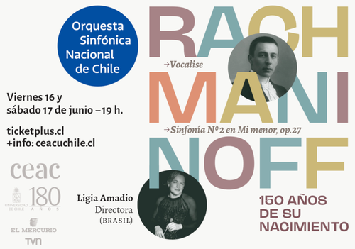 Afiche del evento "Concierto: "150 Años del nacimiento de Rachmaninoff""