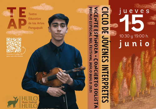Afiche del evento "Ciclo de Jóvenes Intérpretes - Vicente Espinoza"