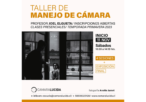 Afiche del evento "Taller de Manejo de Cámara"