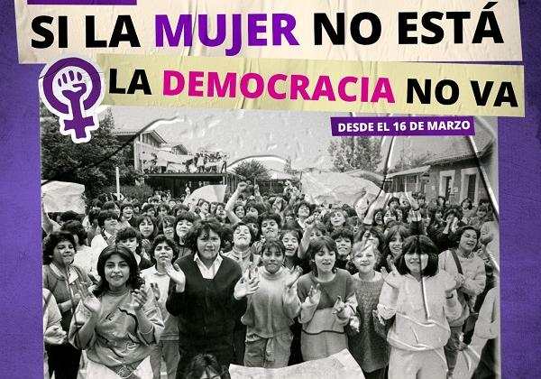 Afiche del evento "Exposición “Si la mujer no está, la democracia no va. Resistencia femenina durante la dictadura militar”"