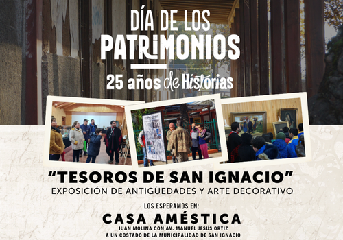 Afiche del evento "Tesoros de San Ignacio, Exposición de Antigüedades y Arte Decorativo"