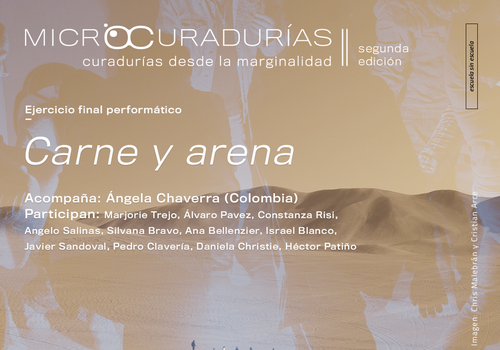 Afiche del evento "Performance "Carne y arena" - Bienal SACO"