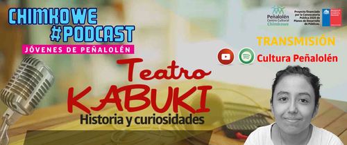 Afiche de "Podcast Teatro Kabuki: Historia y curiosidades - Centro Cultural Chimkowe"