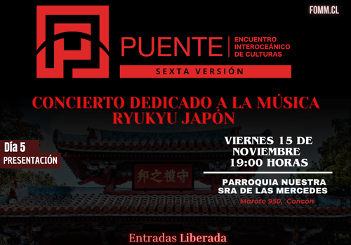 Afiche del evento "Festival Puente 2024 Concierto dedicado a la mùsica Ryukyu Japón"