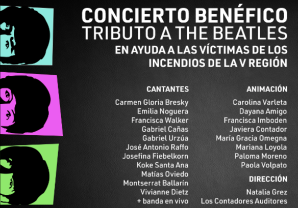 Afiche del evento "Concierto Benéfico tributo a The Beatles"