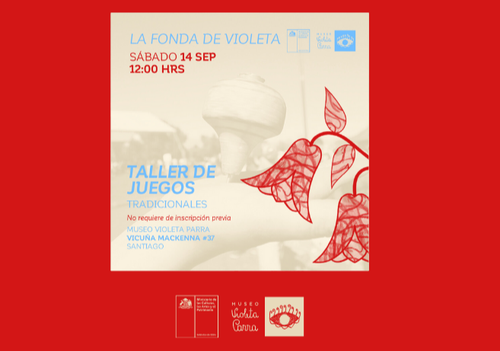 Afiche del evento "La Fonda de Violeta: Taller de Juegos Tradicionales"