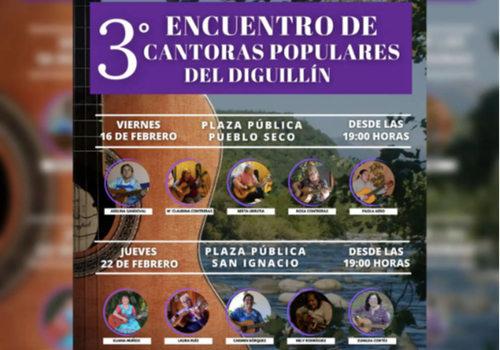 Afiche del evento "3° Encuentro de Cantoras Populares del Diguillín"
