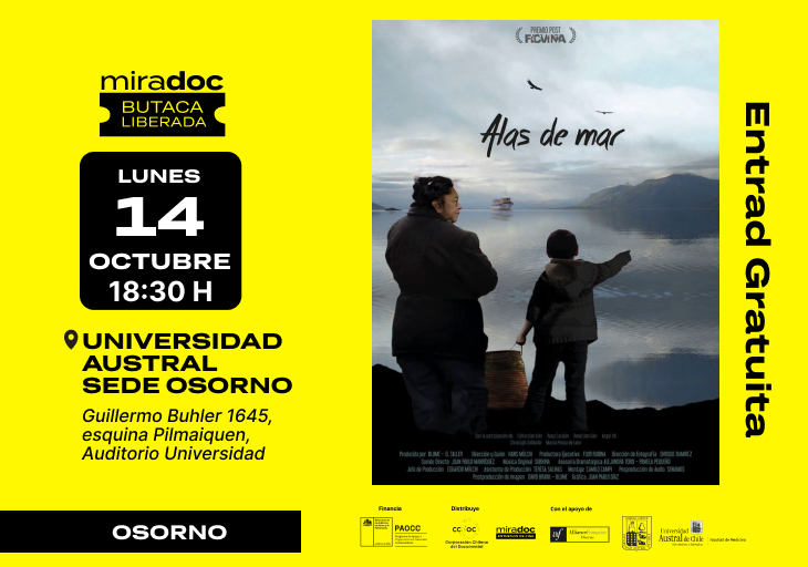 Afiche del evento "Exhibición documental "Alas de mar" en Osorno"