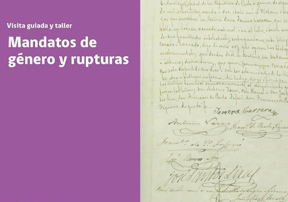 Afiche del evento "Visitas guiadas y taller sobre mujeres del siglo XIX y XX"