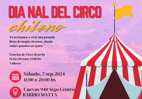 Afiche del evento "Día Nacional del Circo Chileno en el Galpón Cabeza de Martillo"