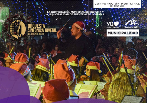 Afiche del evento "Encendido de Luces y Concierto de Navidad en la Plaza de Puente Alto"