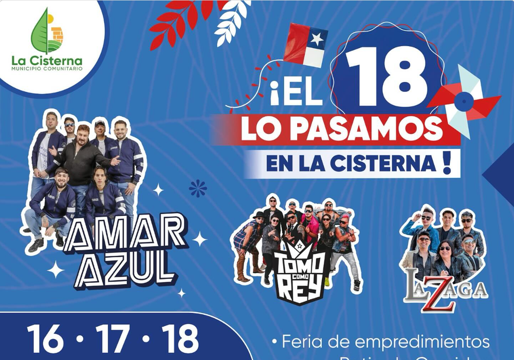 Afiche del evento "El 18 lo pasamos en La Cisterna"