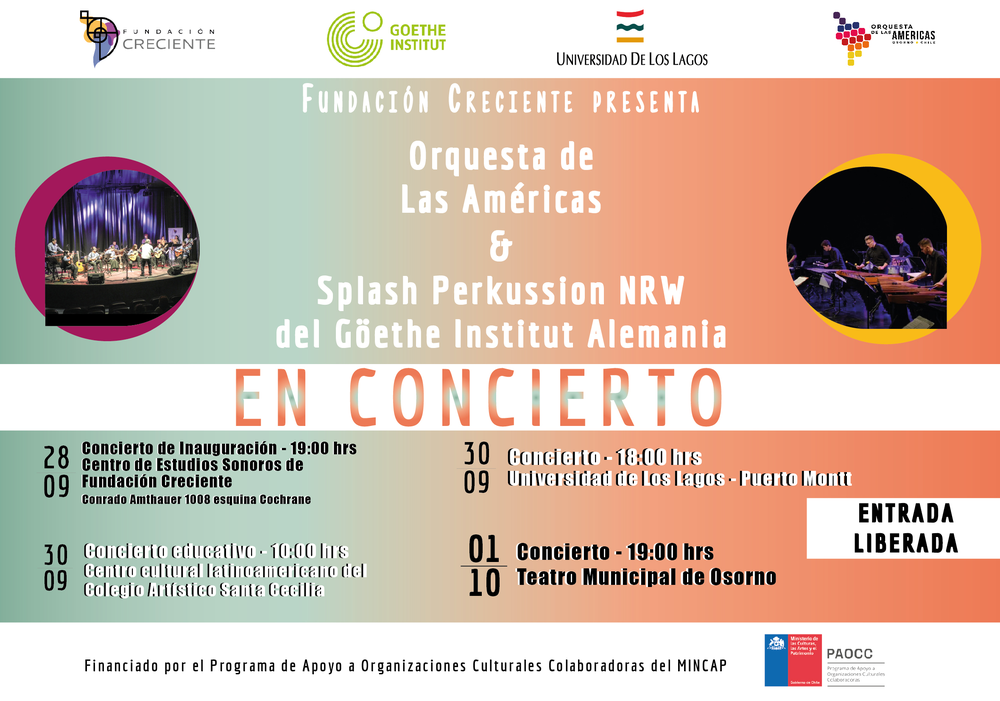 Afiche del evento "Orquesta de Las Américas & Splash Perkussion NRW"