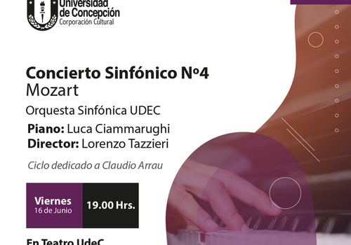 Afiche del evento "Concierto Sinfónico N°4 Mozart - Orquesta Sinfónica Universidad de Concepción"