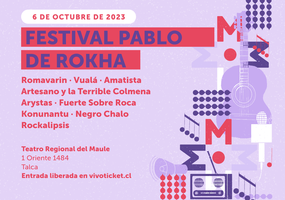 Afiche del evento "Festival de Música y Poesía Pablo de Rokha 2023"