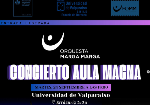 Afiche del evento "Orquesta Marga Marga en la Universidad de Valparaíso"