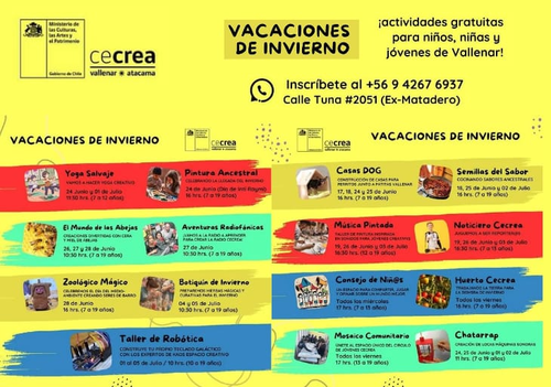 Afiche del evento "¡Prepárate para unas vacaciones de invierno inolvidables en Cecrea Vallenar!"