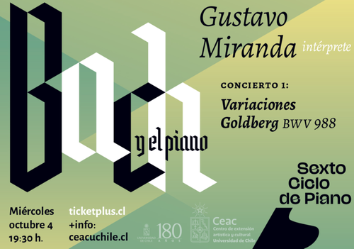 Afiche del evento "Sexto ciclo de piano: Concierto 1 - Gustavo Miranda"
