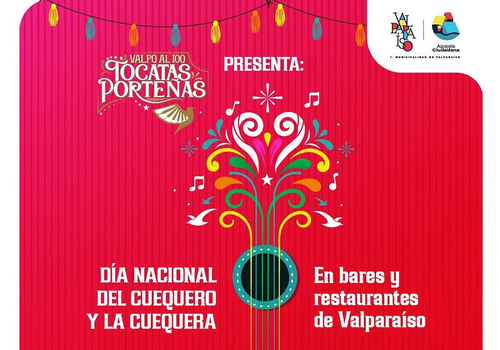 Afiche del evento "Día Nacional de el Cuequero y la Cuequera en bares y restaurantes de Valparaíso"