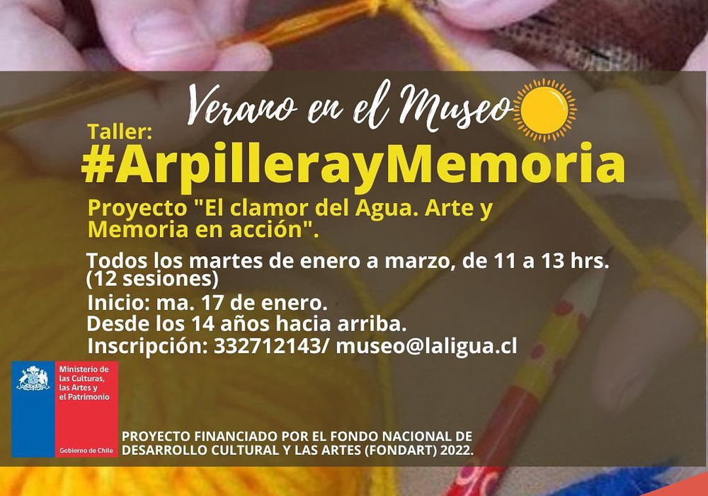 Afiche del evento "Taller arpillera y memoria"