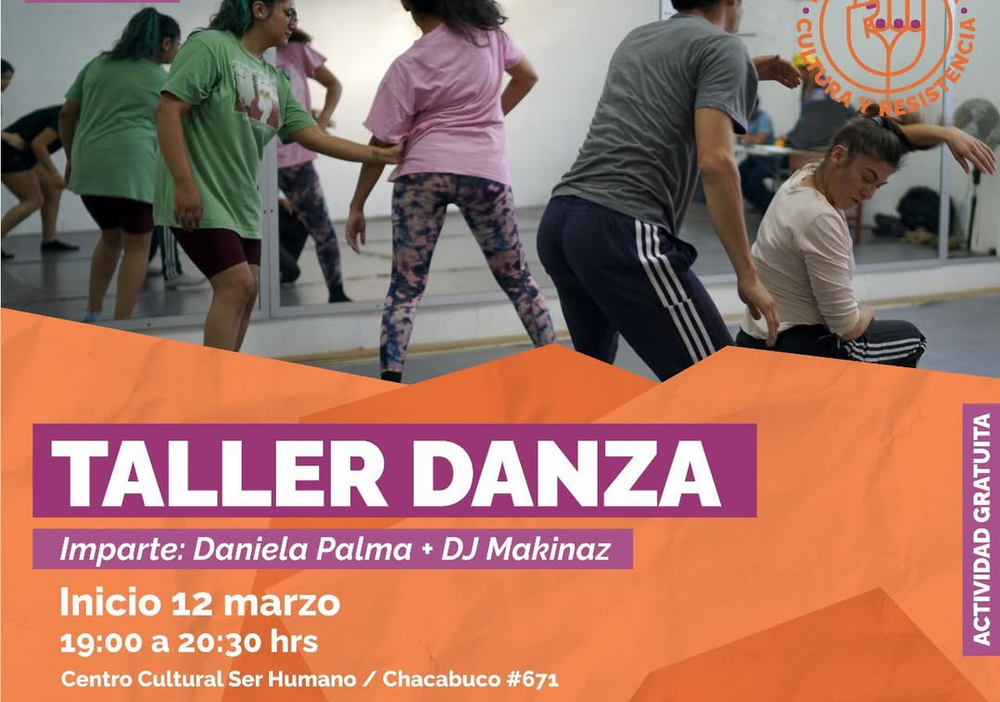 Afiche del evento "Taller de danza en Centro Cultural Ser Humano"